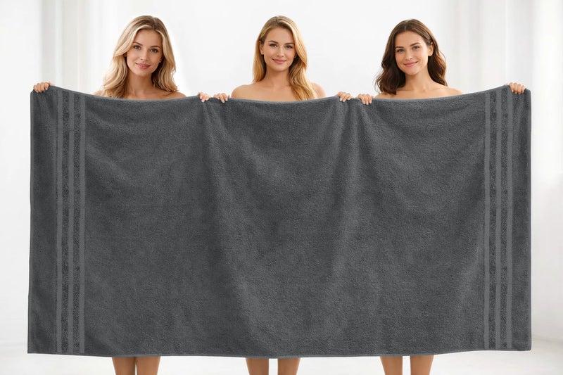 DAN RIVER 2 Pack Luxury Bath Sheets 35x70, 600 GSM, Soft & Quick Dry 100% Ring Spun Cotton Towels Ideal for Hotels, Spas, Gyms & Salons Extra Large, Gray - Image 4